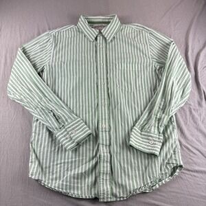 Aeropostale Shirt Mens M Green Striped Long Sleeve Button Up Preppy Y2K Casual